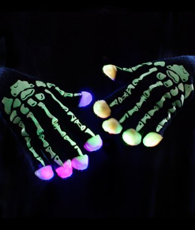 Guantes de esqueleto con luz LED