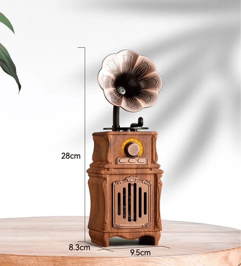 mini radio retro vintage fonógrafo de madera