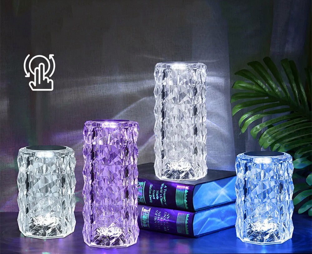 Lámpara LED de cristal para mesa led de colores con mando a distancia