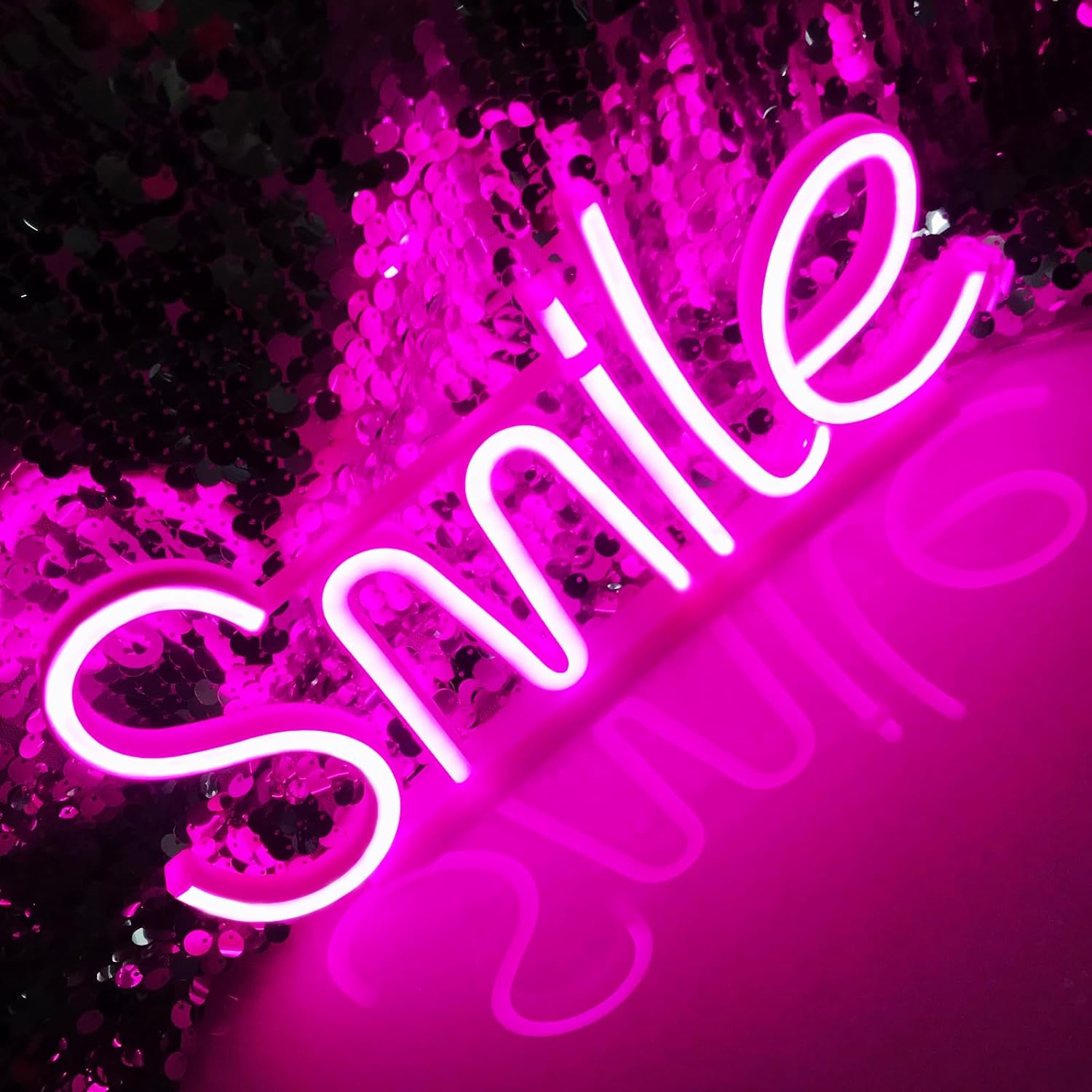 Letrero LED iluminado SMILE para colgar en la pared