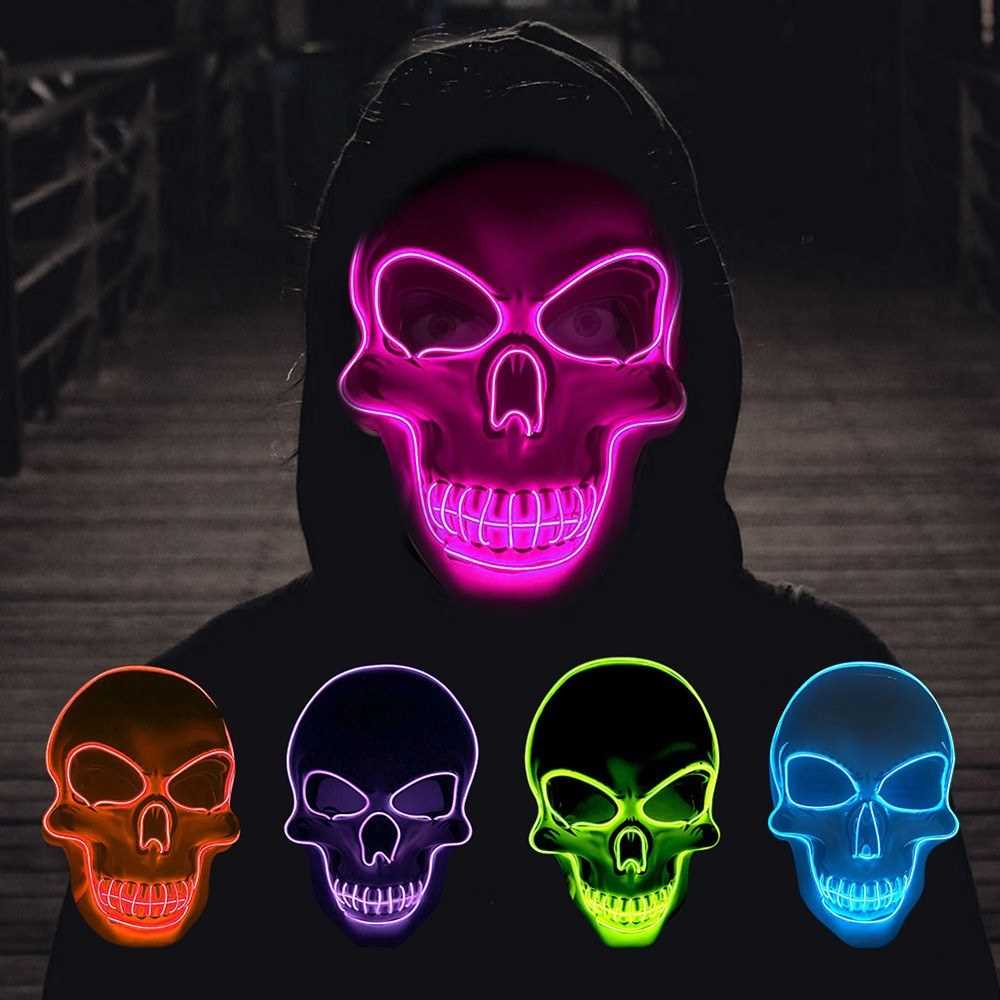 máscara led cara calavera violeta